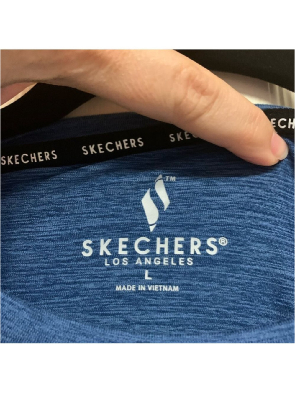 Skechers womens activewear shirt long sleeve top blue size L Large v neck EUC - Picture 3 of 10